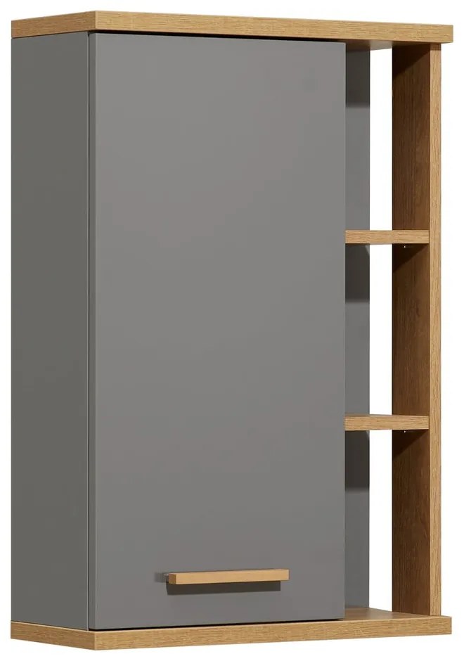 Szara wisząca szafka łazienkowa w dekorze dębu 50,5x74,5 cm Quickset 924 – Pelipal
