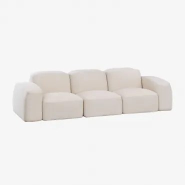 Bastian 3-częściowa Modułowa Sofa Gruba Tkanina Szenilowa Biała - Sklum