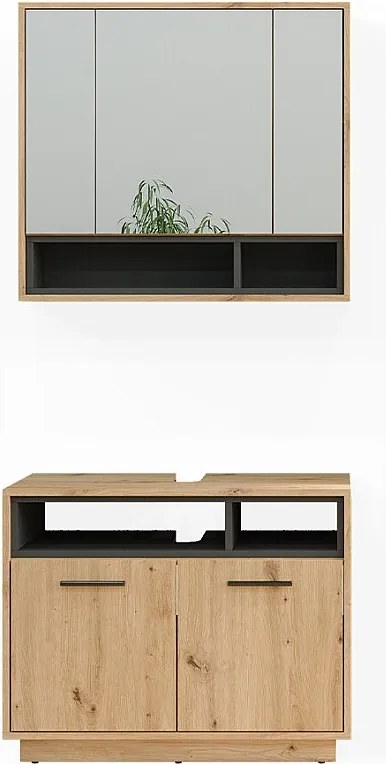 Zestaw mebli łazienkowych dąb rzemieślniczy 80x40x64 beatrice