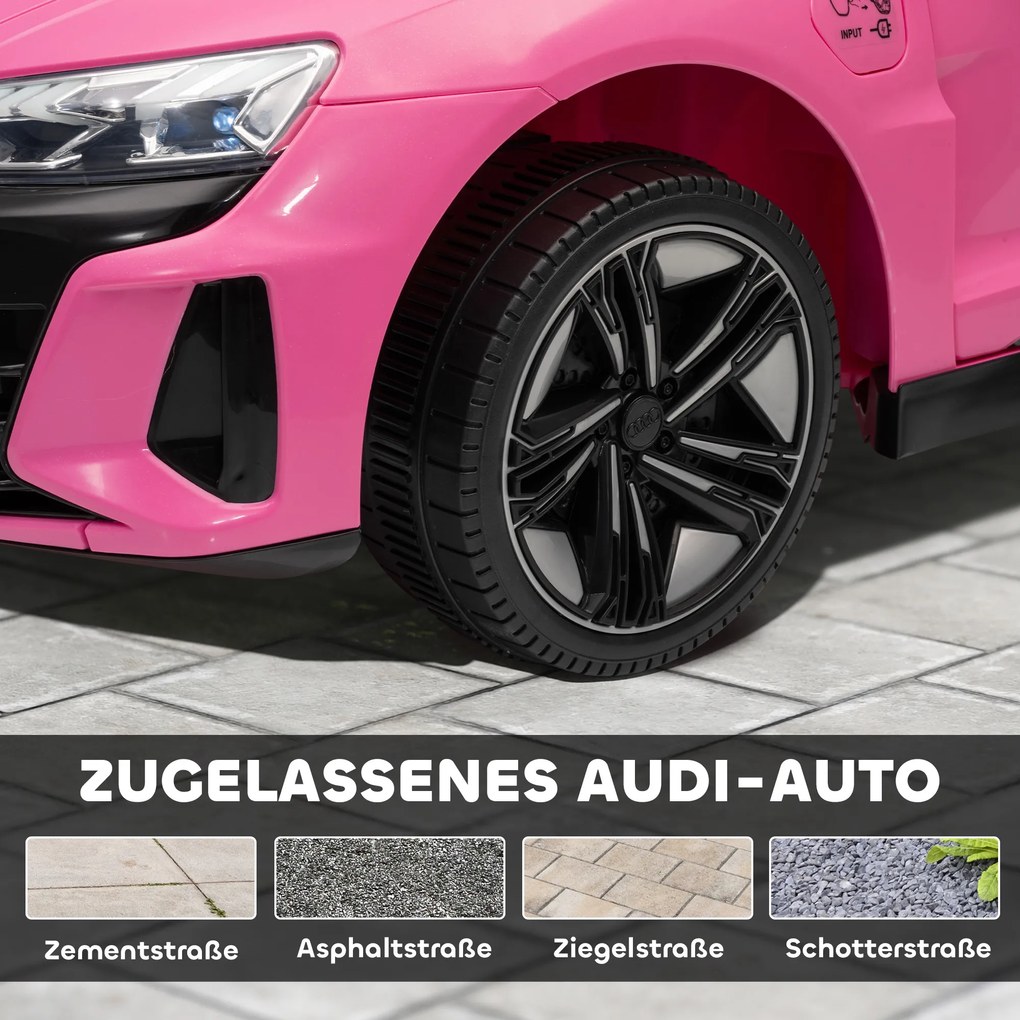 HOMCOM Elektryczny samochód dla dzieci z zdalnym sterowaniem, pasem bezpieczeństwa, trąbką, muzyką, reflektorami, do 5 km/h, 3-5 lat, Różowy