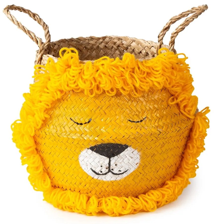 Żółto-naturalny kolorze dziecięcy kosz na zabawki z trawy morskiej ø 30x28 cm Lion – Compactor