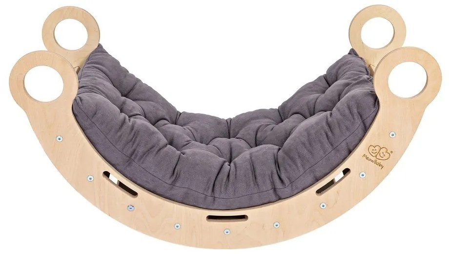 Szaro-naturalna huśtawka z litego drewna sosnowego 39x75x38 cm Montessori – Meowbaby