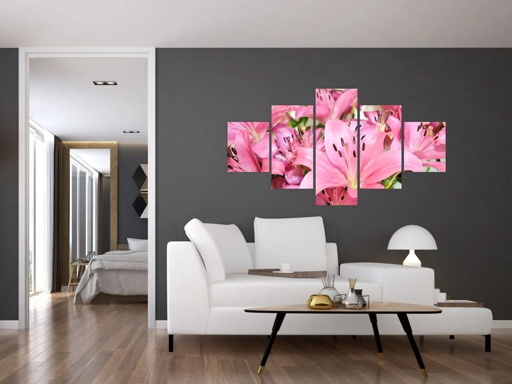 Obraz - Różowe lilie (125x70 cm)