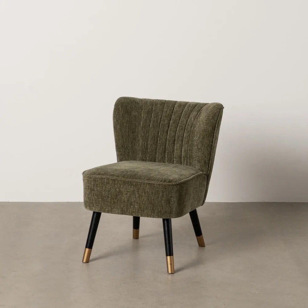 Zielony fotel z tkaniny szenilowej Glam – Ixia