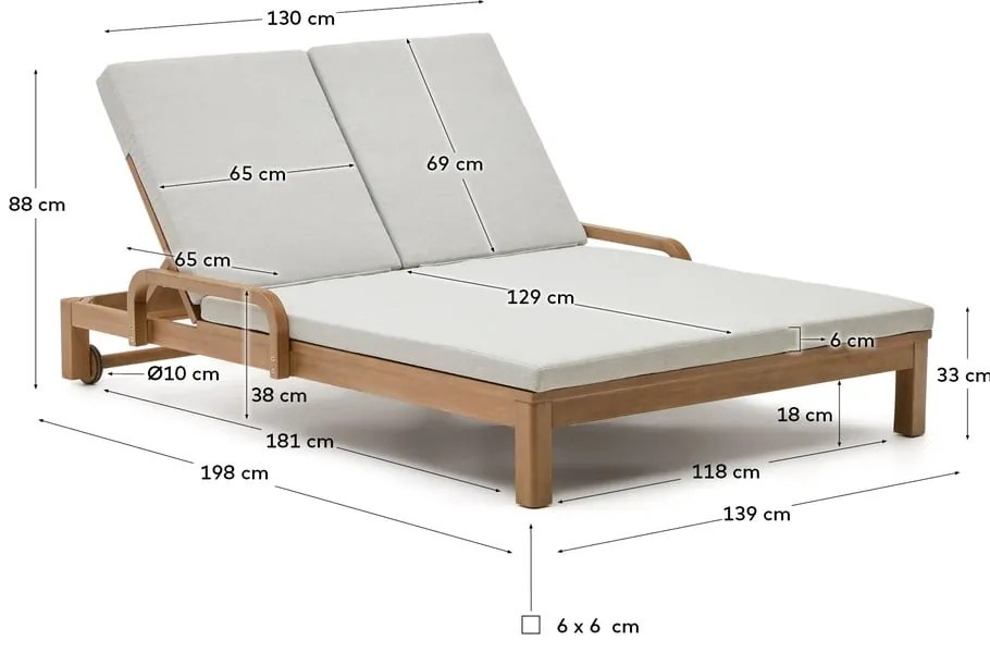 Biały dwuosobowy drewniany leżak ogrodowy Sonsaura – Kave Home