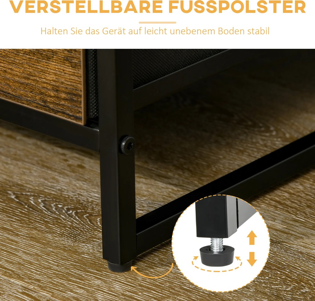 HOMCOM Regał z szufladami, otwarta przestrzeń do przechowywania, stalowa rama, regulowane nóżki, 44x40x155 cm