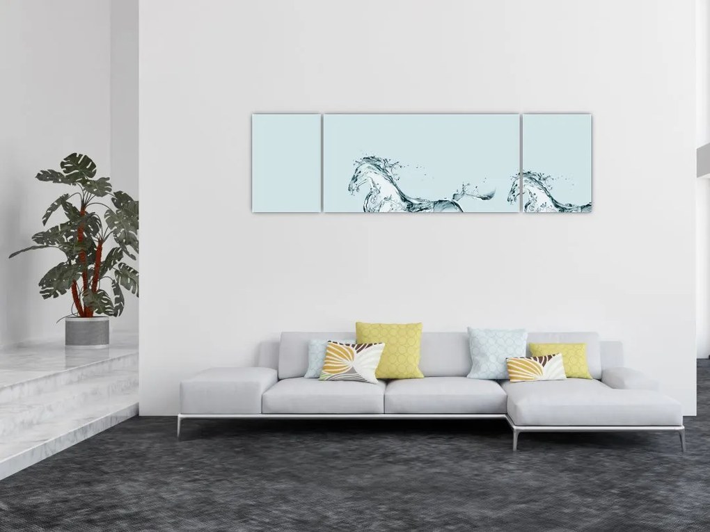 Obraz - Konie z kropli wody (170x50 cm)