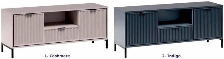 Lamelowa szafka rtv w kolorze indigo K7-L71