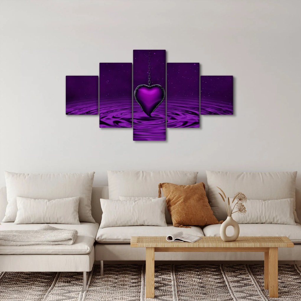 Obraz fioletowego serca (125x70 cm)