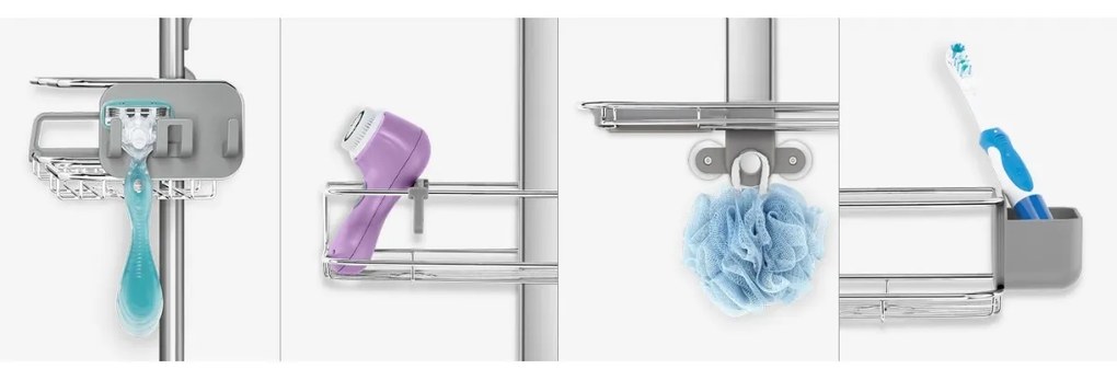 Simplehuman Regulowany uchwyt na drzwi prysznicowe z półkami