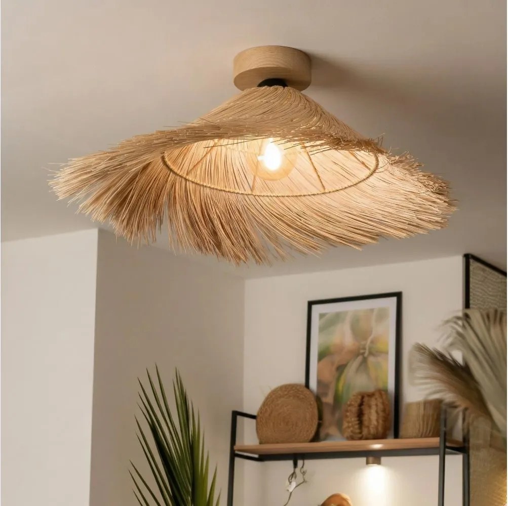 Brilagi - LED Przysufitowy żyrandol CERIA BOHO 1xE27/40W/230V Ø 70 cm rattan/dąb