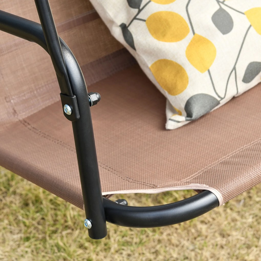 Outsunny Huśtawka 2-osobowa z Dachem Metalowa Odporna na UV Idealna do Wypoczynku w Ogrodzie Brązowy | Aosom PL