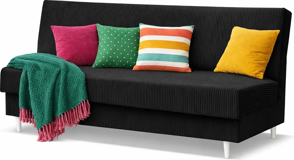 Czarna tapicerowana wersalka rozkładana G9-E84