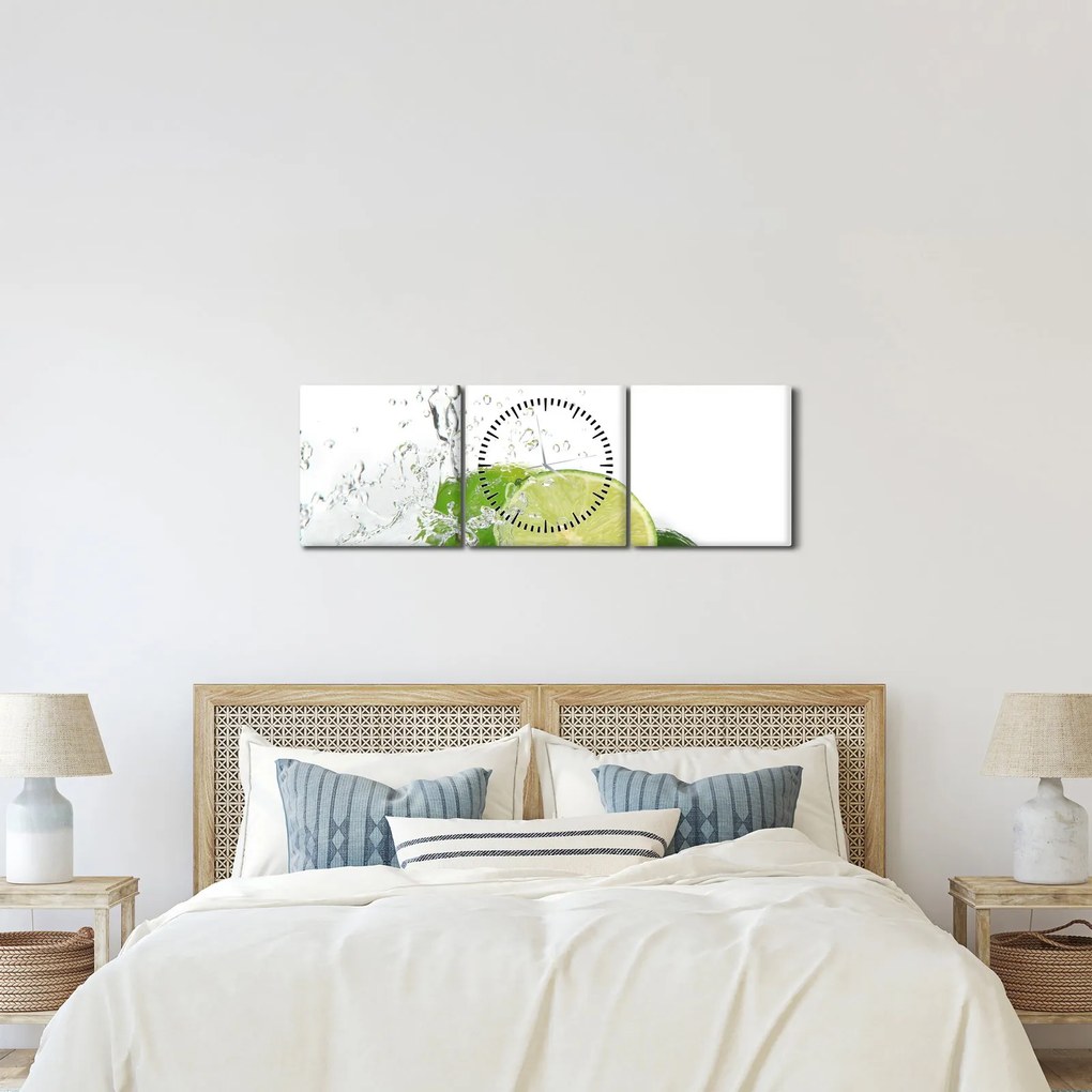 Obraz - Soczyste cytryny (z zegarem) (90x30 cm)