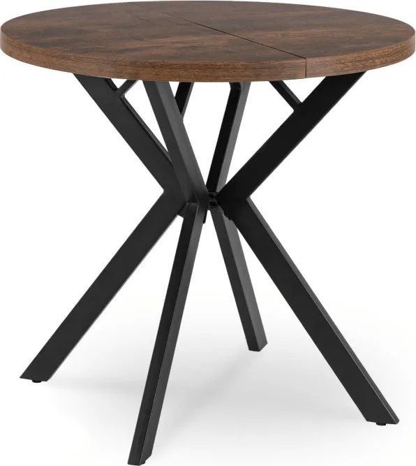 Stół Okrągły Rozkładany DORIAN 80-160 cm Dąb Rustykalny/Czarny Nowoczesny Loft