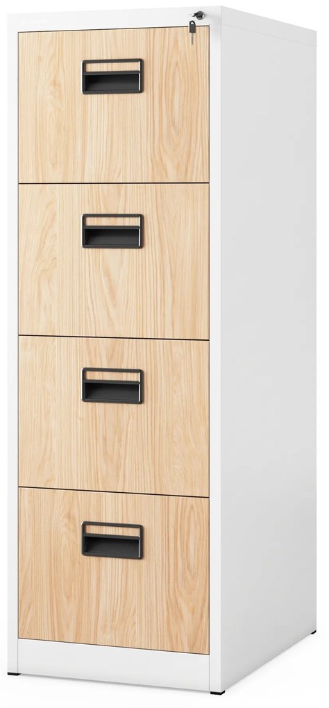Metalowa szafa kartotekowa SARA V4, 460 x 1320 x 620 mm, Eco Design: biała/ dąb sonoma
