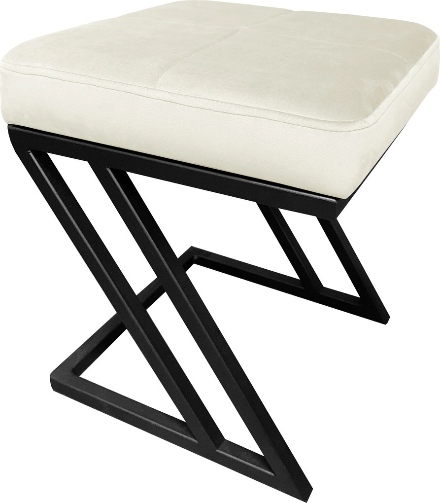 Pufa ZETA tkanina Welur loft ławka podnóżek metal