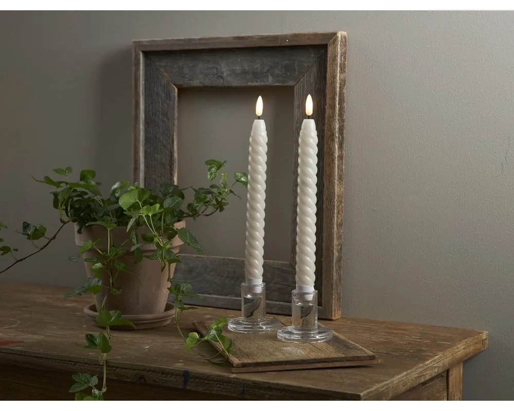 Zestaw 2 beżowych woskowych świec LED Star Trading Flamme Swirl Antique, wys. 25 cm