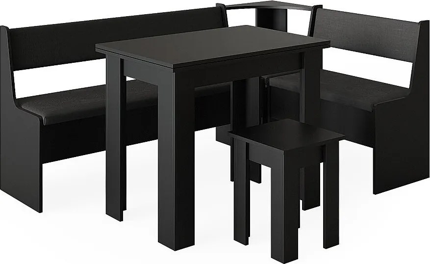 Grupa ławek narożnych czarny 180x120x80 roman