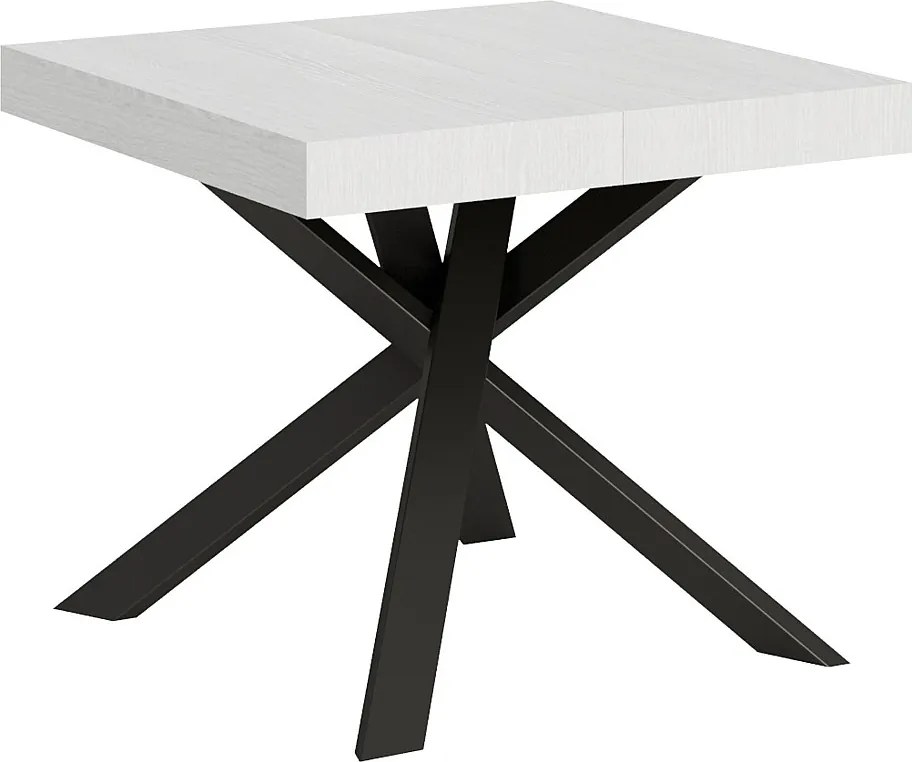 Stół rozkładany 90/194x90 cm Clerk frassino biała nogi antracytowe