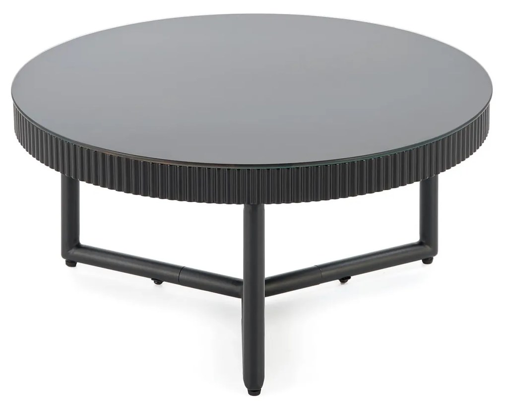 Okrągła czarna ława 60/30 cm szkło/MDF/stal COSMO S