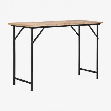 Stół Prostokątny Wysoki 160x65 Cm Z Drewna Mango I Żelaza Czarny Węgiel - Sklum