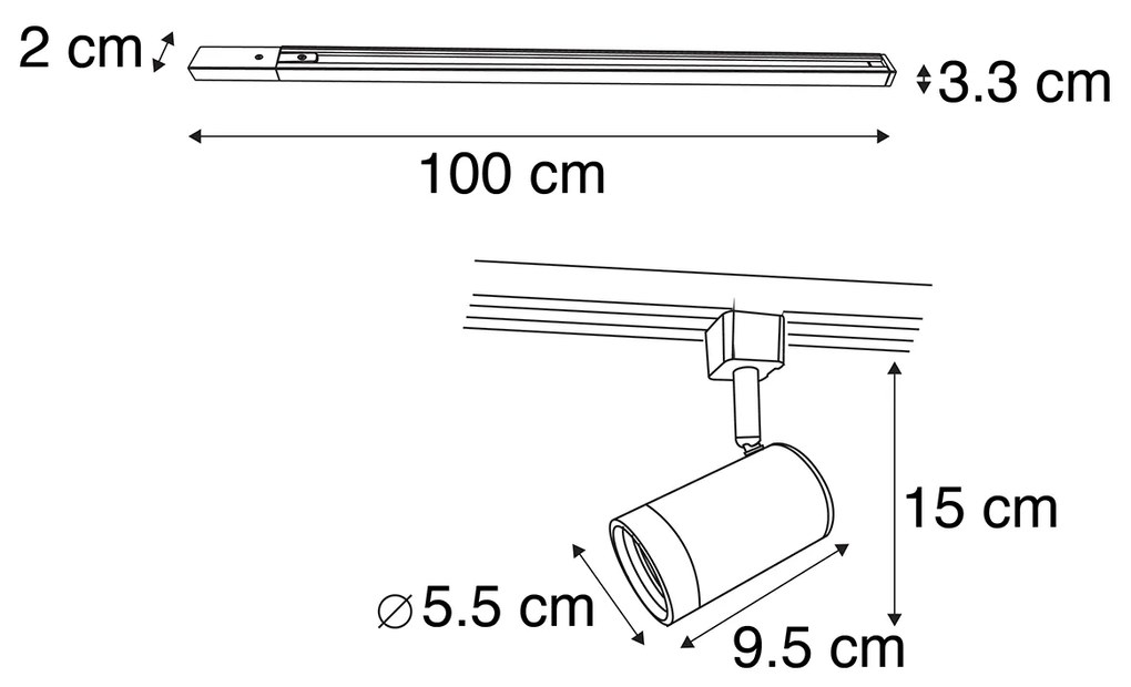 Nowoczesny 1-fazowy system oświetlenia szynowego z 15 reflektorami biały - Iconic Jeana