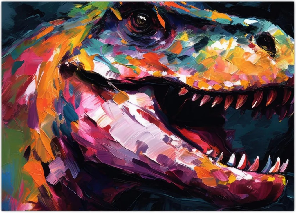 Obraz na szkle - Dinozaur, malarstwo (70x50 cm)