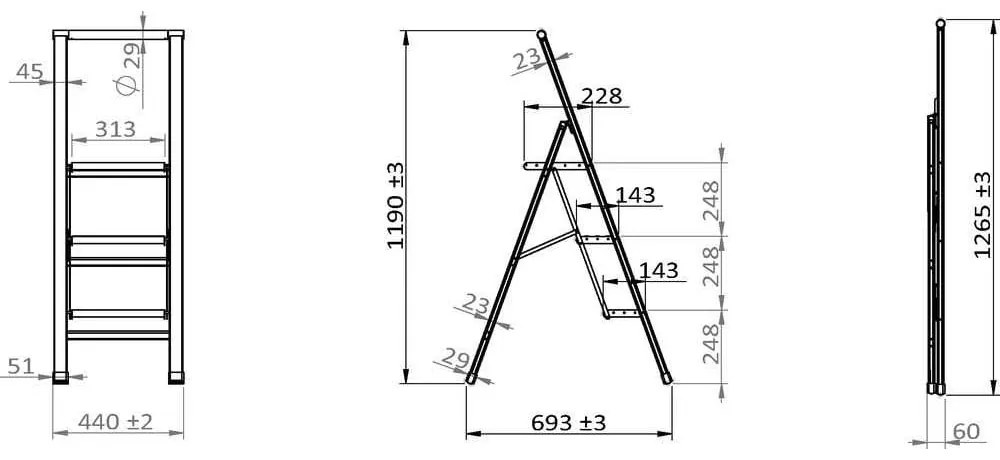 Biała drabina składana Wenko Ladder Alu, wys. 127 cm