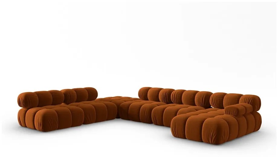 Pomarańczowa aksamitna sofa 379 cm Bellis – Micadoni Home