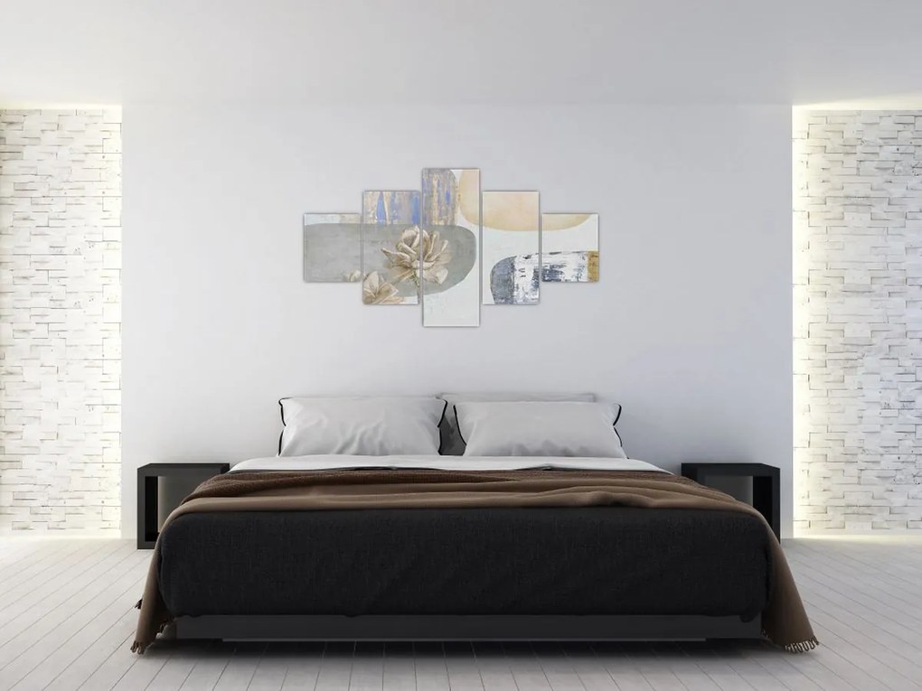 Obraz - Obraz z kwiatami i teksturami (125x70 cm)