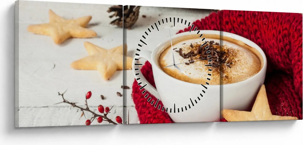 Obraz - Cappuccino (z zegarem) (90x30 cm)