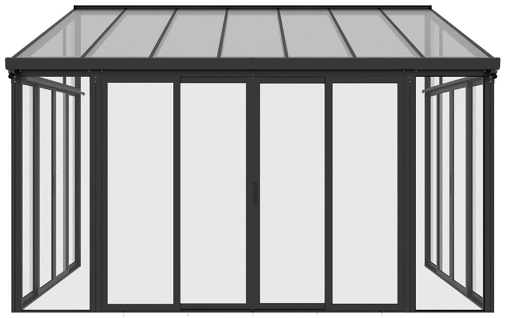 Weranda z aluminium i poliwęglanu odporna na UV - 12 m² - antracytowy - MATHILDA