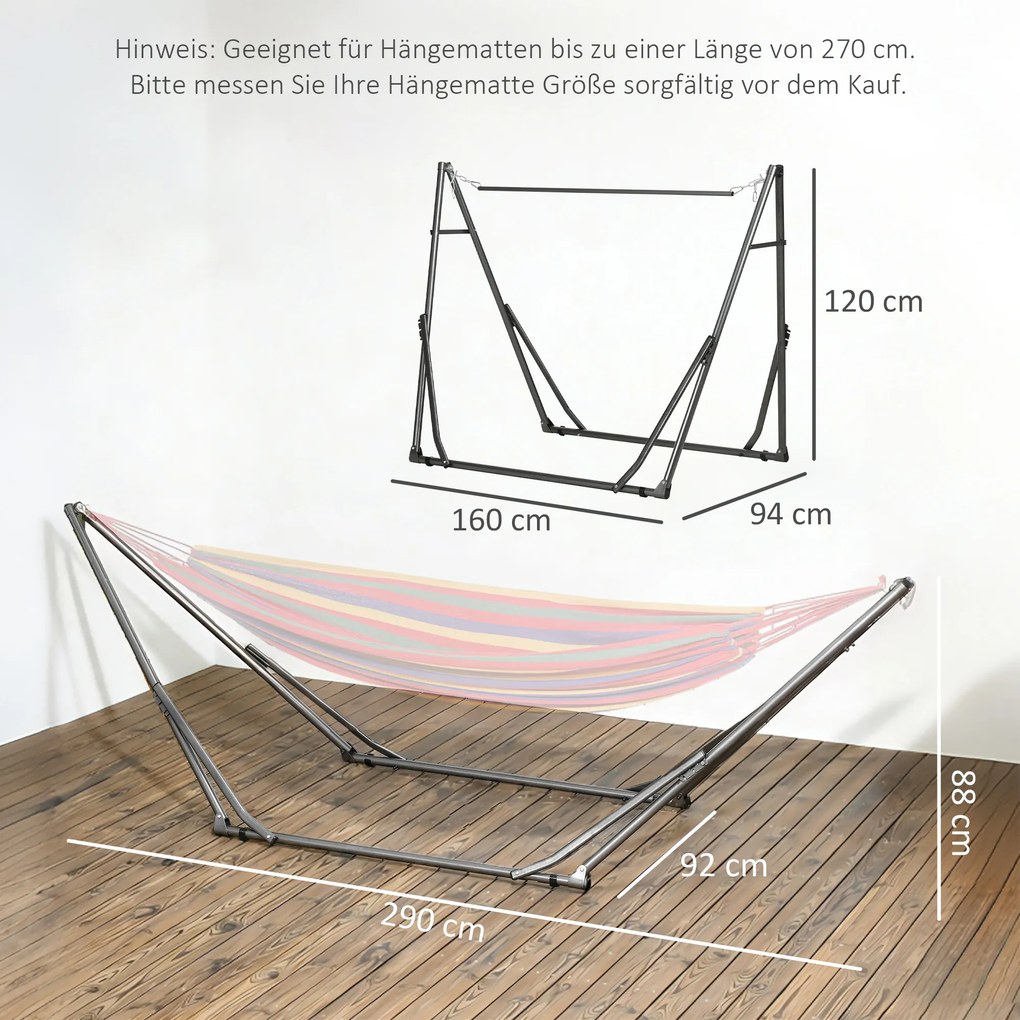 Outsunny Stojak do hamaków 2 w 1, odporny na warunki atmosferyczne, suszarka do prania, 290 cm x 92 cm x 88 cm, Czarny