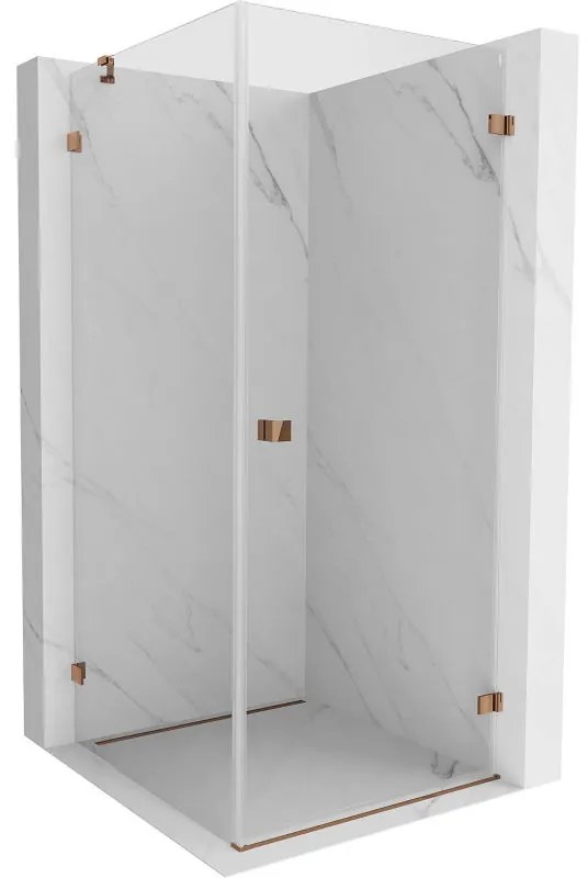 Mexen Lunar-B kabina prysznicowa uchylna prawa 90 x 90 cm, transparent, różowe złoto - 832-090-090-60-00-P