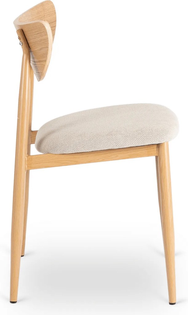 Krzesło Tapicerowane z Drewna Giętego BRAGA Dąb/Krem Retro