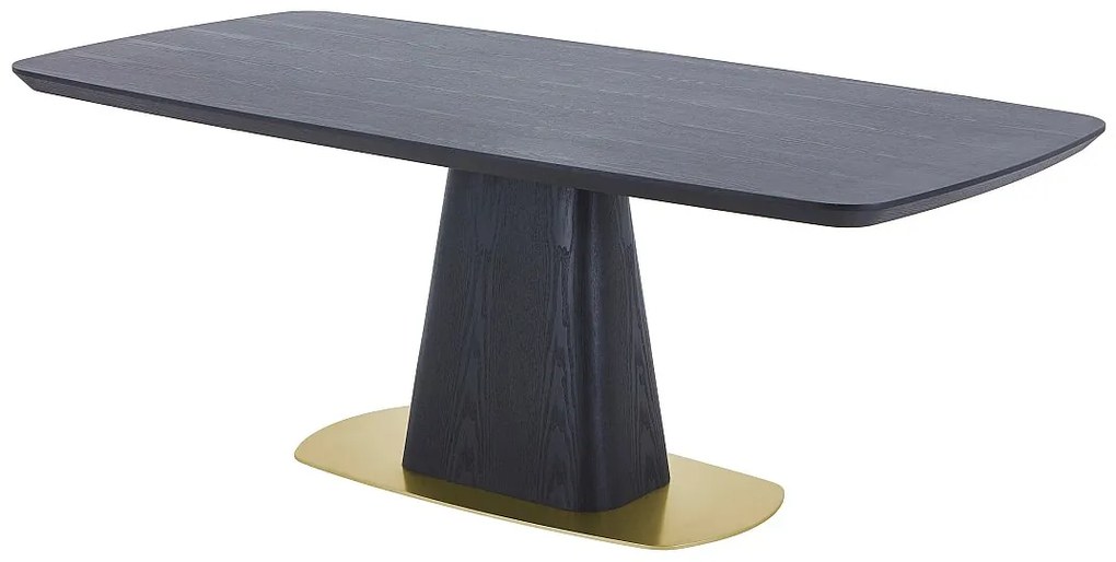 Stół jadalniany dla 8 osób z okleiny jesionowej i metalu - Czarno-złoty - DYLORA