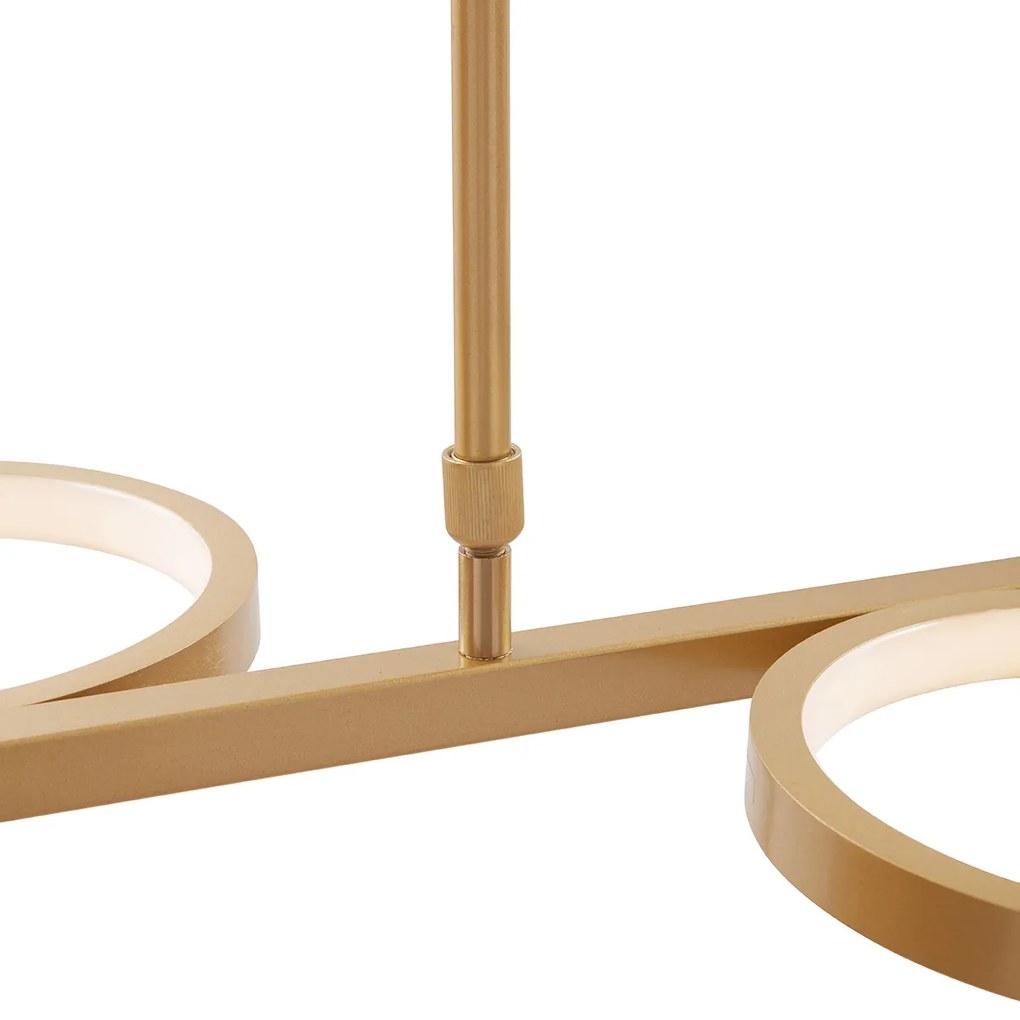 Nowoczesna lampa wisząca złota z LED 3-stopniowo ściemnialna 3-światłowa - Vivé Nowoczesny Oswietlenie wewnetrzne