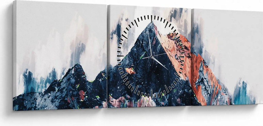 Obraz - Abstrakcyjna góra (z zegarem) (90x30 cm)