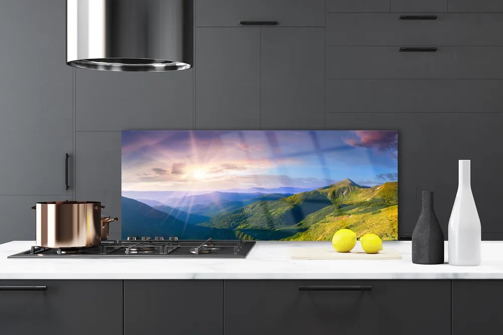 Dekor Szklany do Kuchni Słoneczna Polana Pod Szczytami