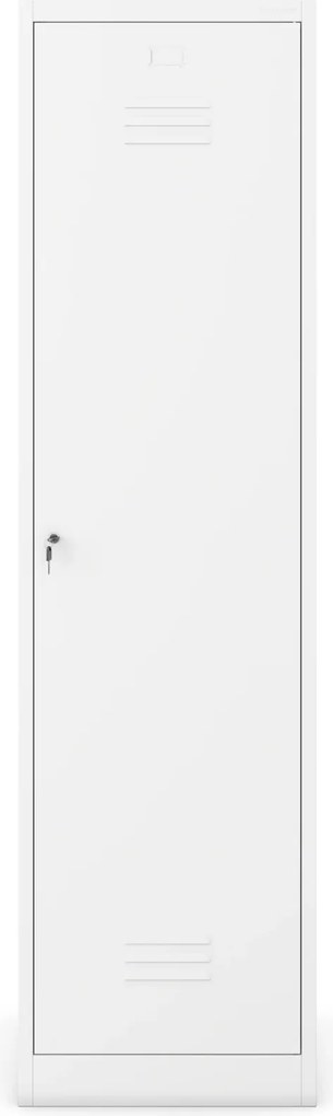 Metalowa szafa gospodarcza wąska Agnes 50x50x185 cm, biała