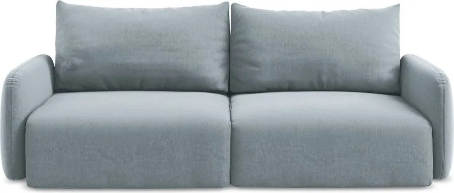 Niebieska aksamitna rozkładana sofa ze schowkiem 238 cm Kalena – Makamii