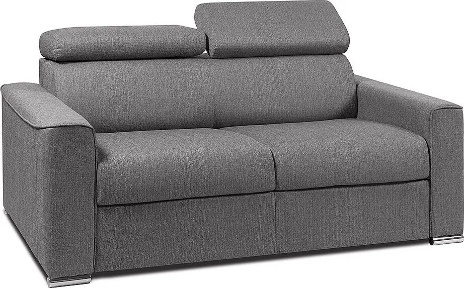 Kanapa 2-osobowa rozkładana typu express z szarej tkaniny z siedziskiem z pianki z pamięcią kształtu - Powierzchnia 120 cm - Materac 14 cm z pianki i termoelastycznej VIZIR