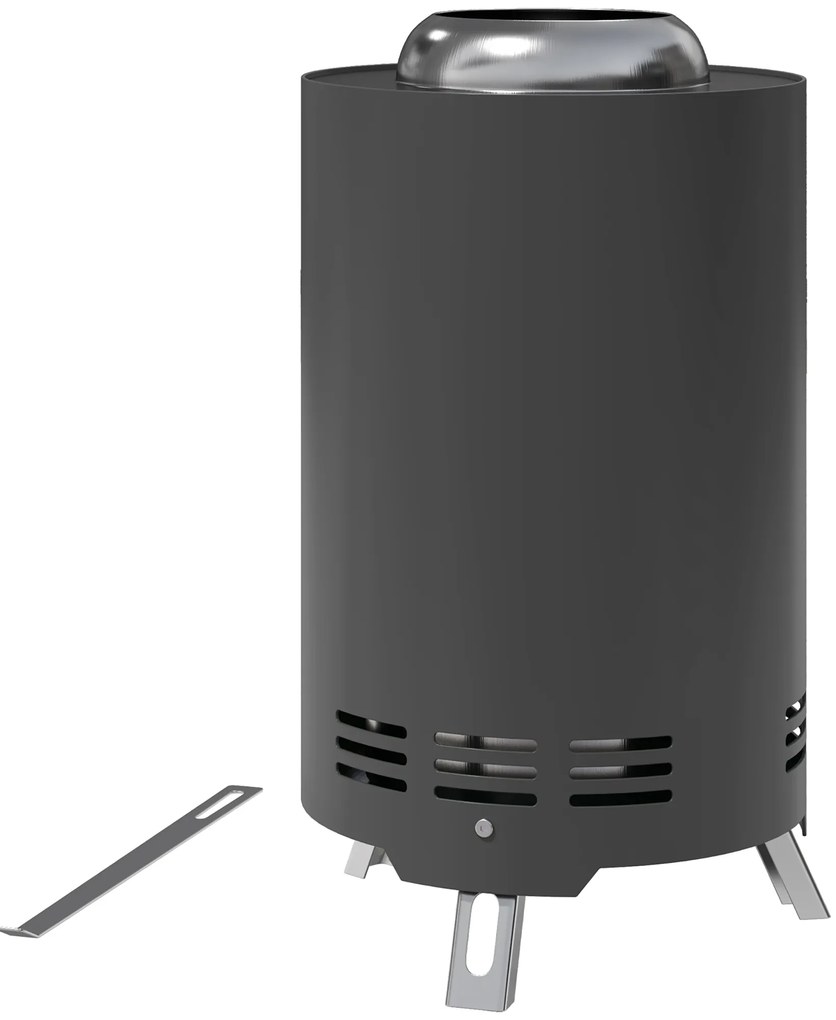 Outsunny Misa Ogniowa Ø16x25cm ze Stali Nierdzewnej z Pogrzebaczem, Bezdymne Palenisko Szare