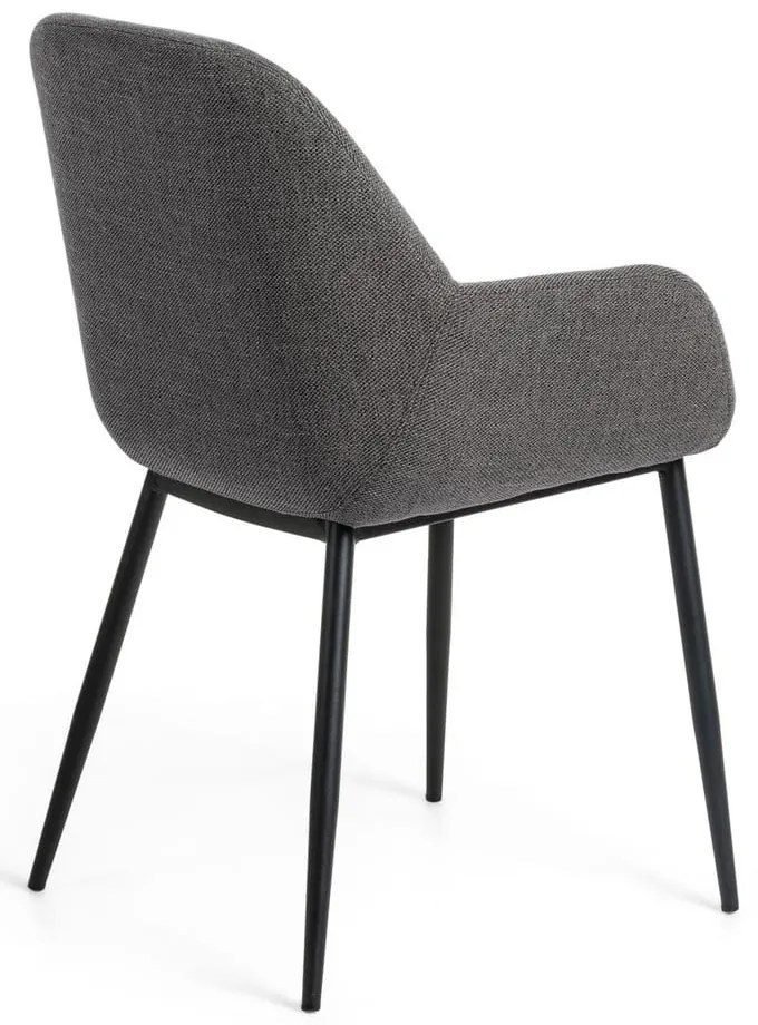 Antracytowy tapicerowany fotel jadalniany Konna – Kave Home