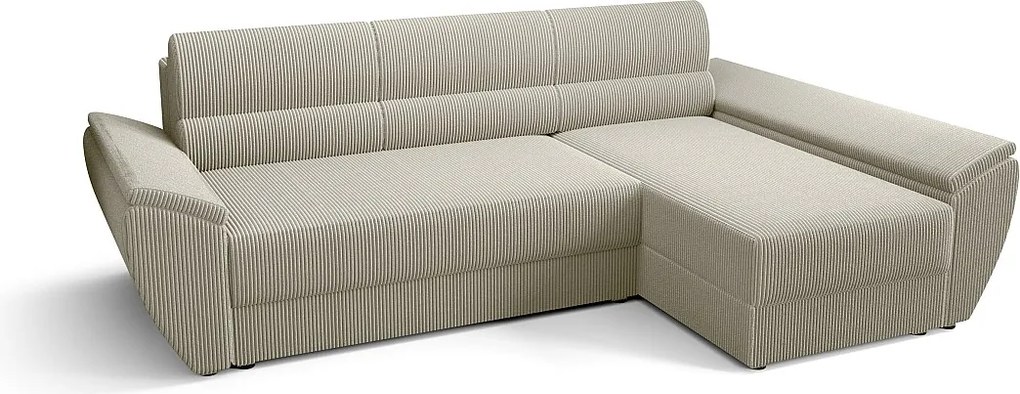 BEDANTE Narożnik L REBI L3 Poso 100 Prawostronny z funkcją spania, beżowy, kształt L, sofa z pojemnikiem, skrzynia na pościel