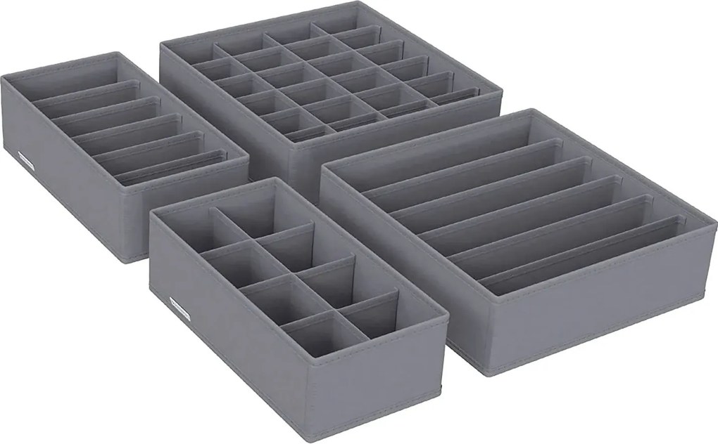 Komplet 4 szarych składanych organizerów S0-M89