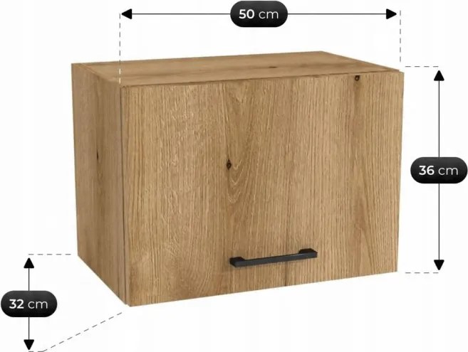 Zestaw Mebli Kuchennych MODERN 170 cm Czarny/Dąb Evoke Loftowy