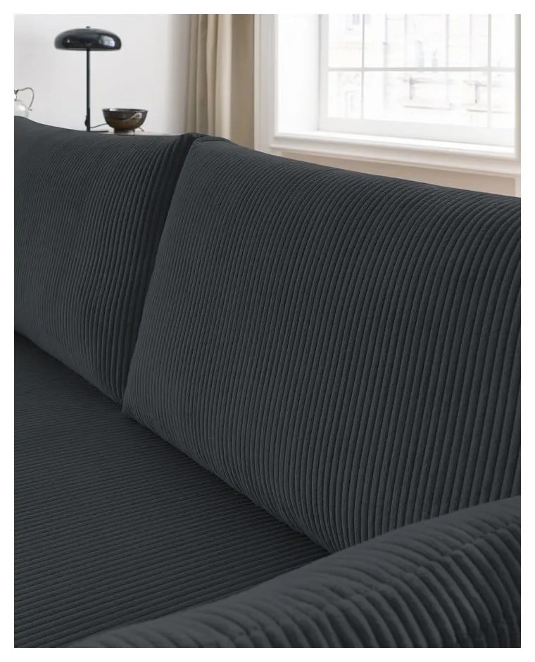 Ciemnoszara sztruksowa rozkładana sofa 211 cm Marcel – Bobochic Paris