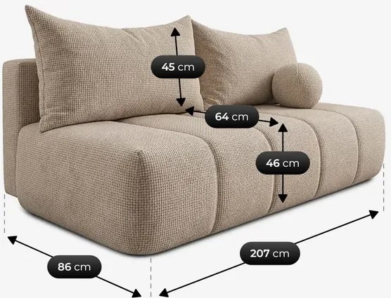 Sofa z Funkcją Spania SARIA Beżowa Szenil Nowoczesna